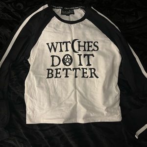 Blackcraft witches do it better cropped long sleeve shirt